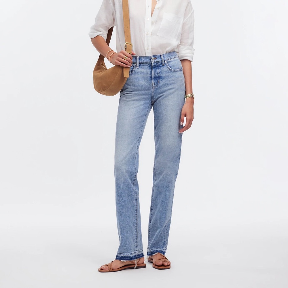 Madewell Mid-Rise '90s Straight Jean Size 26 Barbosa Light Wash Released Hem NWT